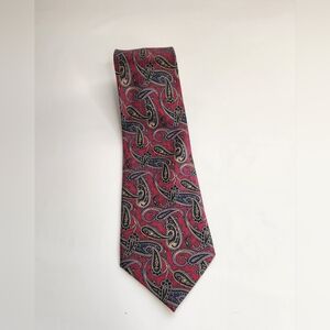 Stonehenge Mens Tie Necktie Red Blue Paisley 100% Silk Tied Classic USA
